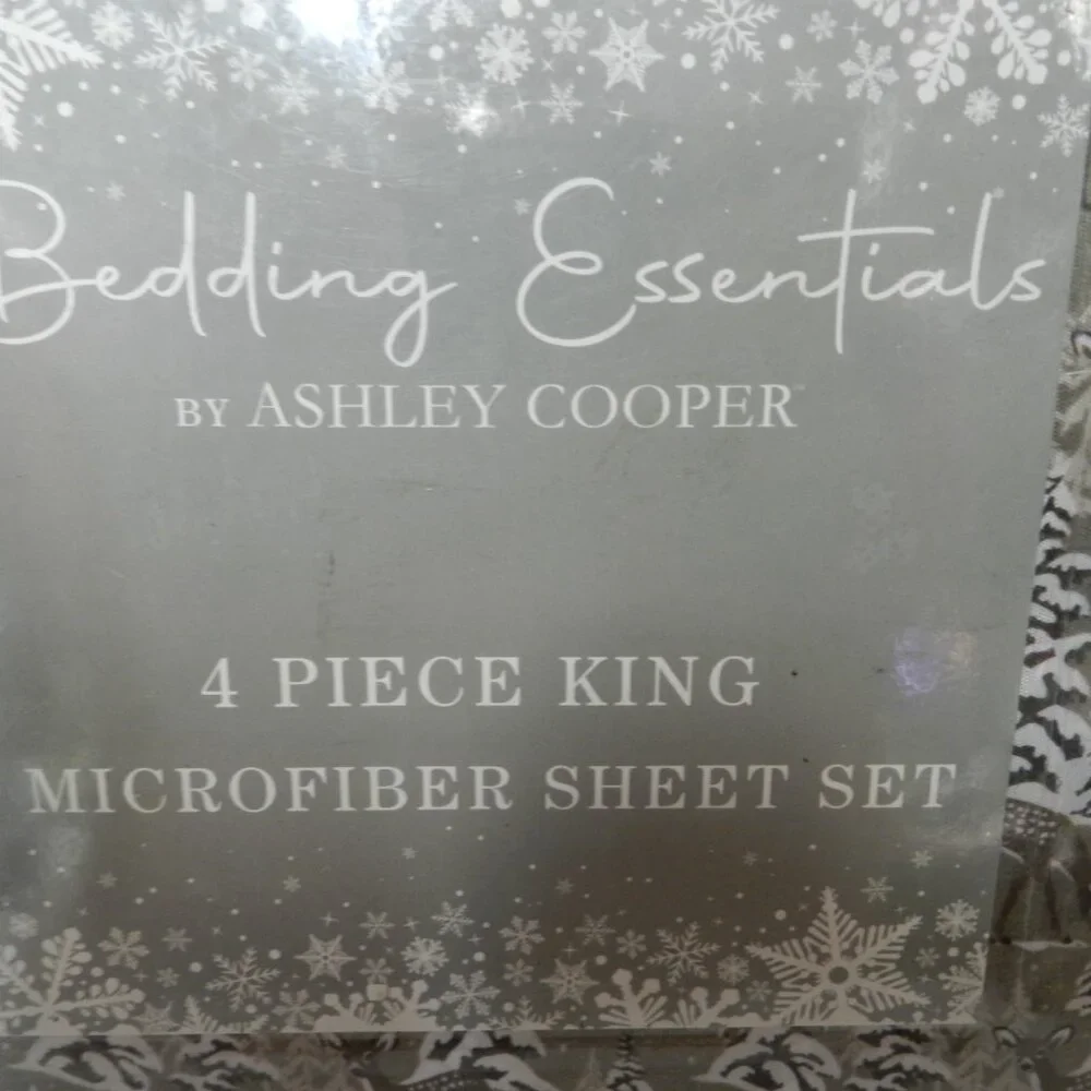 Ashley Copper Winter Deer piece Micro Fiber King sheet set green NEW NWT